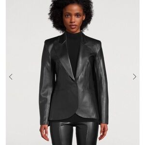 Norma Kamali black vegan leather blazer size small -36